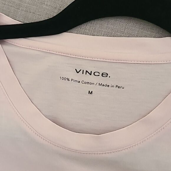 Vince Essential Crew Neck Short Sleeve Shirt Casa Rosa Pink Medium Airy Coastal - Picture 2 of 8
